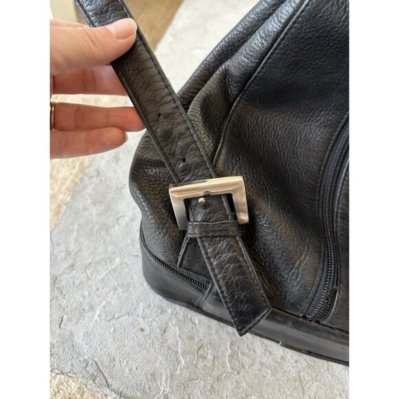 Tignanello Leather Sling Backpack Black Pocket Travel Minimal Festival - Picture 5 of 10